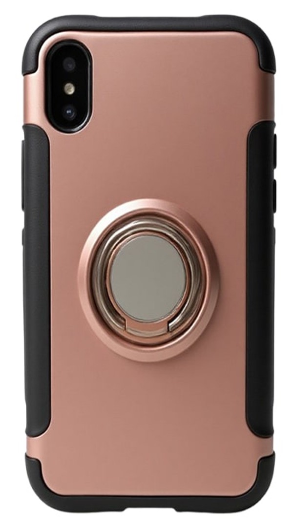 Forcell iPhone X / XS Ring Holder Θήκη Σκληρή - Gold Pink