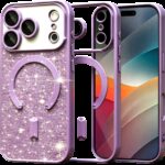 Techsuit iPhone 17 Pro MagSafe Luxury Glitter Θήκη με Πλαίσιο Σιλικόνης Διάφανη - Light Purple