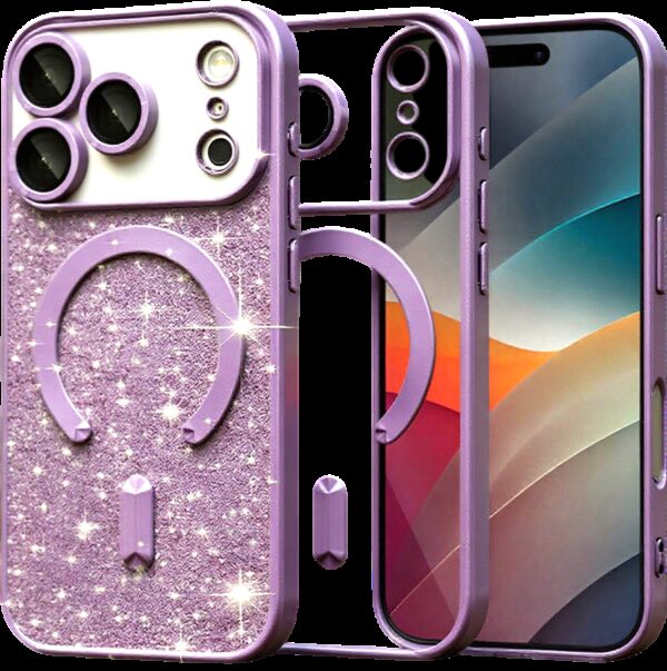 Techsuit iPhone 17 Pro MagSafe Luxury Glitter Θήκη με Πλαίσιο Σιλικόνης Διάφανη - Light Purple