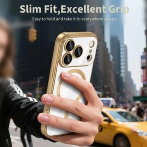 Techsuit iPhone 17 Pro MagSafe Luxury Crystal Θήκη με Πλαίσιο Σιλικόνης Διάφανη - Gold