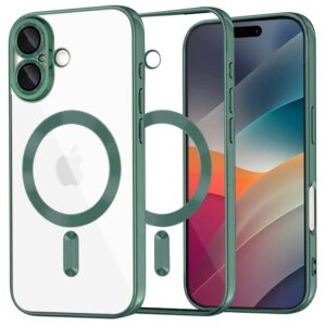 Techsuit iPhone 17 MagSafe Luxury Crystal Θήκη με Πλαίσιο Σιλικόνης Διάφανη - Deep Green