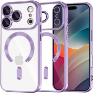 Techsuit iPhone 17 Pro Max MagSafe Luxury Crystal Θήκη με Πλαίσιο Σιλικόνης Διάφανη - Light Purple