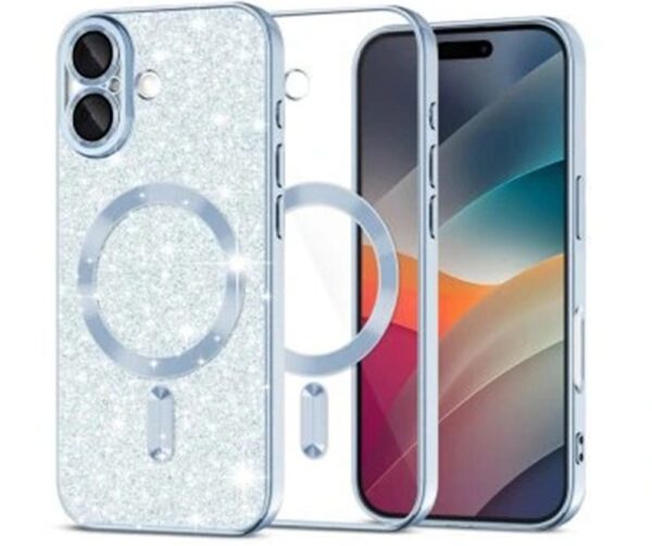 Techsuit iPhone 17 MagSafe Luxury Glitter Θήκη με Πλαίσιο Σιλικόνης Διάφανη - Light Blue