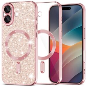 Techsuit iPhone 17 MagSafe Luxury Glitter Θήκη Σιλικόνης Διάφανη - Rose Gold