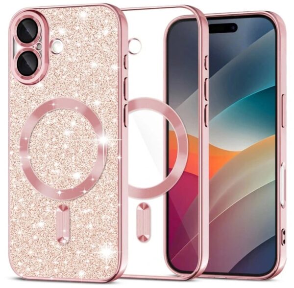 Techsuit iPhone 17 MagSafe Luxury Glitter Θήκη Σιλικόνης Διάφανη - Rose Gold