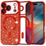 Techsuit iPhone 17 Pro Max MagSafe Luxury Glitter Θήκη με Πλαίσιο Σιλικόνης Διάφανη - Red