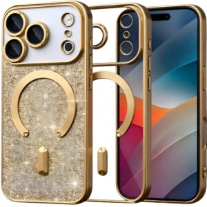 Techsuit iPhone 17 Pro Max MagSafe Luxury Glitter Θήκη με Πλαίσιο Σιλικόνης Διάφανη - Gold