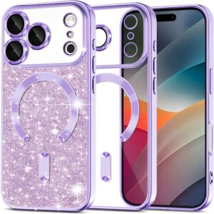 Techsuit iPhone 17 Pro Max MagSafe Luxury Glitter Θήκη με Πλαίσιο Σιλικόνης Διάφανη - Light Purple