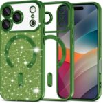 Techsuit iPhone 17 Pro Max MagSafe Luxury Glitter Θήκη με Πλαίσιο Σιλικόνης Διάφανη - Deep Green