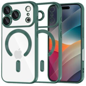 Techsuit iPhone 17 Pro Max MagSafe Luxury Crystal Θήκη με Πλαίσιο Σιλικόνης Διάφανη - Deep Green