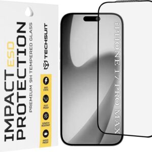 iPhone 17 Pro Max Προστασία Οθόνης με Μαύρο Περίγραμμα Techsuit ESD Full Glue Tempered Glass