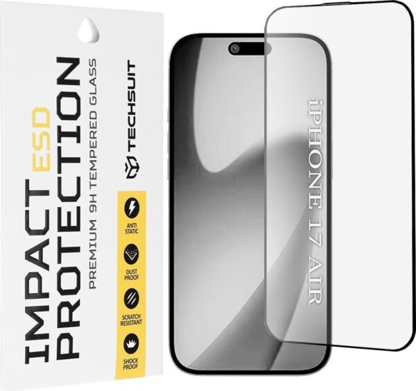 iPhone 17 Air Προστασία Οθόνης με Μαύρο Περίγραμμα Techsuit ESD Full Glue Tempered Glass