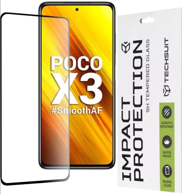 Xiaomi Poco X3 / X3 NFC / X3 Pro Προστασία Οθόνης με Μαύρο Περίγραμμα Techsuit 111D Full Glue Tempered Glass