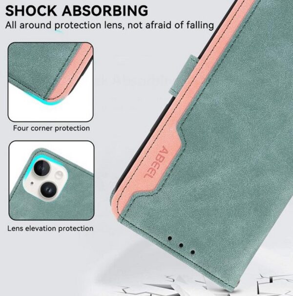 ABEEL Xiaomi Redmi A5 4G Color Block Θήκη Βιβλίο - Green Pink