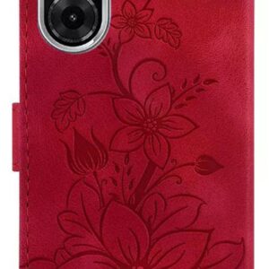 Tel1 Xiaomi Redmi A5 4G Lily Embossing Horizontal Flip Θήκη Βιβλίο - Red