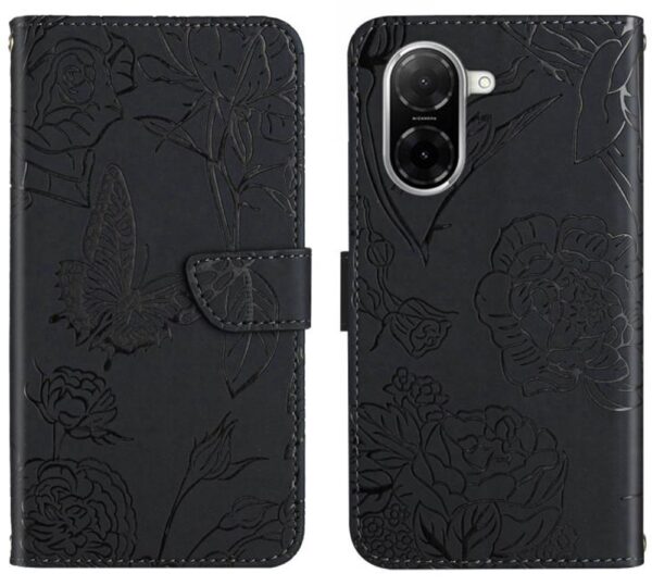 Tel1 Xiaomi Redmi A5 4G Skin Feel Butterfly Embossed Θήκη Βιβλίο - Black
