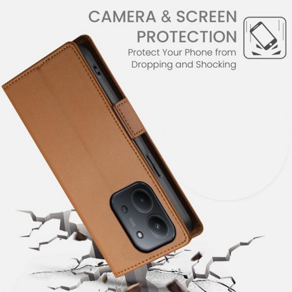Tel1 Xiaomi Redmi 15C 4G / 5G / Poco C85 Side Buckle Magnetic Θήκη Βιβλίο - Brown