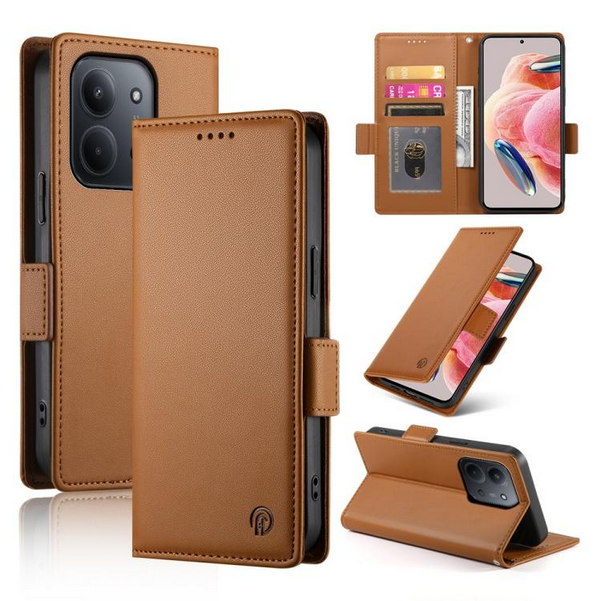 Tel1 Xiaomi Redmi 15C 4G / 5G / Poco C85 Side Buckle Magnetic Θήκη Βιβλίο - Brown