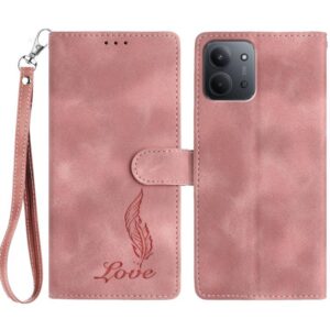 Tel1 Xiaomi Redmi 15C 4G / 5G / Poco C85 Skin Feel Embossed Feather Θήκη Βιβλίο - Pink