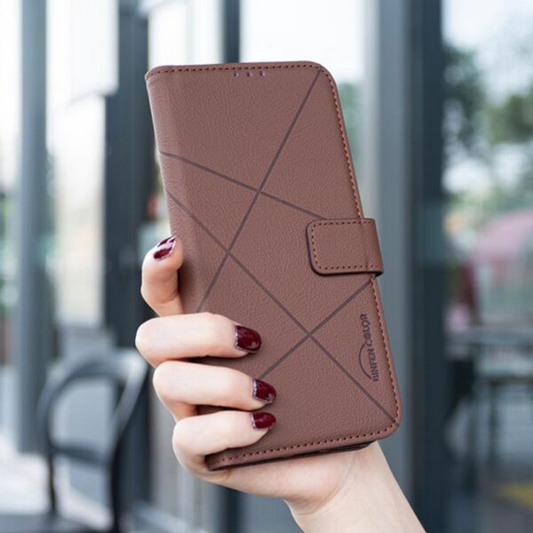 BINFEN COLOR Xiaomi Redmi 15C / Poco C85 Geometric Pattern RFID Θήκη Βιβλίο - Brown