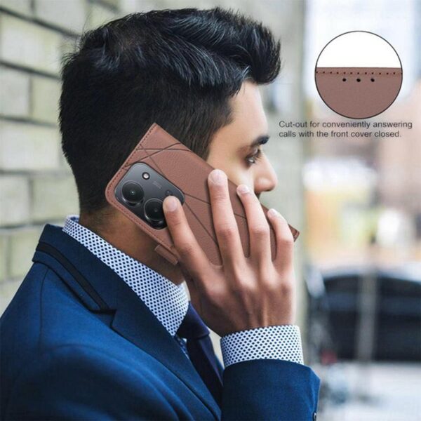 BINFEN COLOR Xiaomi Redmi 15C / Poco C85 Geometric Pattern RFID Θήκη Βιβλίο - Brown