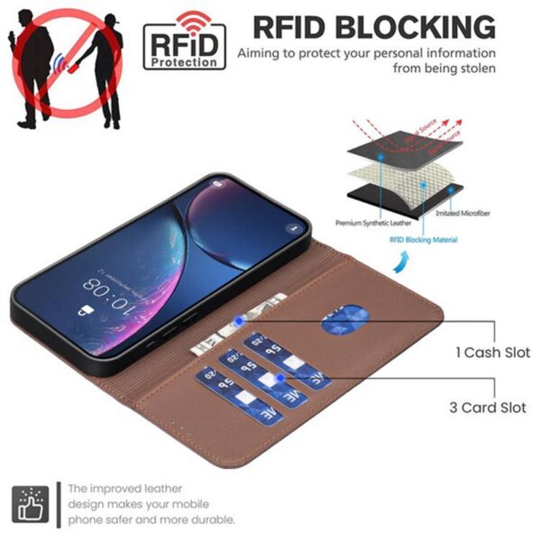 BINFEN COLOR Xiaomi Redmi 15C / Poco C85 Geometric Pattern RFID Θήκη Βιβλίο - Brown