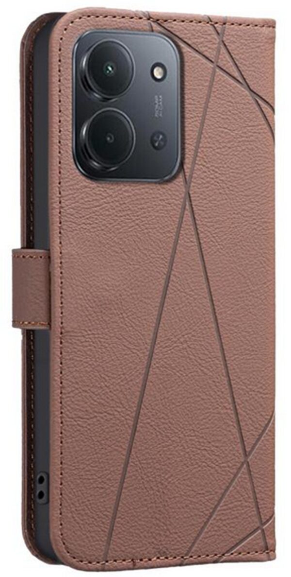 BINFEN COLOR Xiaomi Redmi 15C / Poco C85 Geometric Pattern RFID Θήκη Βιβλίο - Brown