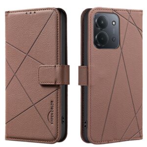 BINFEN COLOR Xiaomi Redmi 15C / Poco C85 Geometric Pattern RFID Θήκη Βιβλίο - Brown