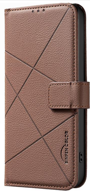 BINFEN COLOR Xiaomi Redmi 15C / Poco C85 Geometric Pattern RFID Θήκη Βιβλίο - Brown
