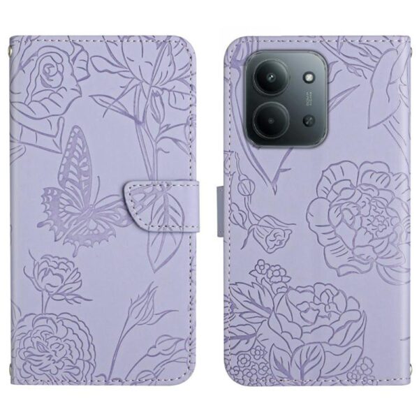 Tel1 Xiaomi Redmi 15C 4G / 5G / Poco C85 Skin Feel Butterfly Embossed Θήκη Βιβλίο - Purple