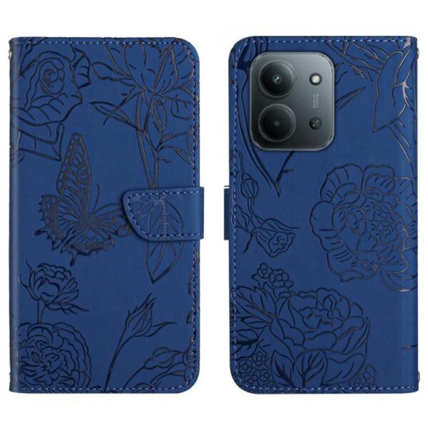 Tel1 Xiaomi Redmi 15C 4G / 5G / Poco C85 Skin Feel Butterfly Embossed Θήκη Βιβλίο - Blue