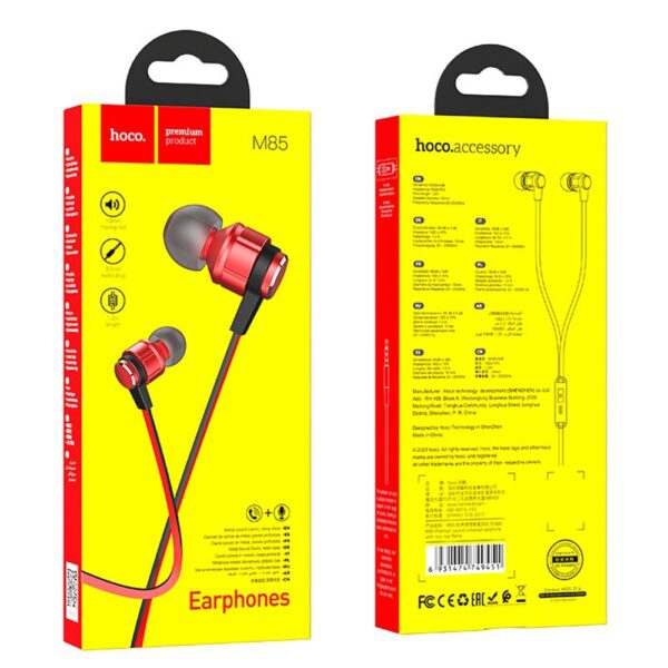 Hoco M85 Platinum Sound Stereo In-Ear Handsfree με Βύσμα 3.5mm Μαύρο