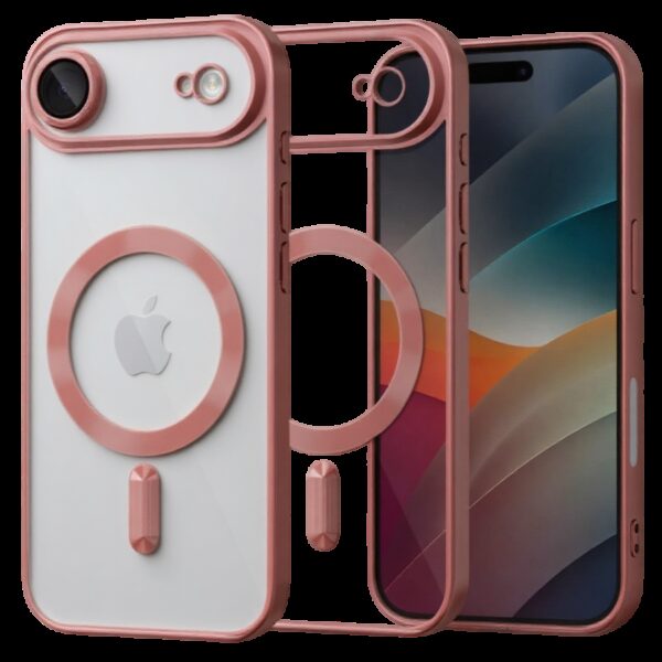 Techsuit iPhone 17 Air MagSafe Luxury Crystal Θήκη με Πλαίσιο Σιλικόνης Διάφανη - Pink