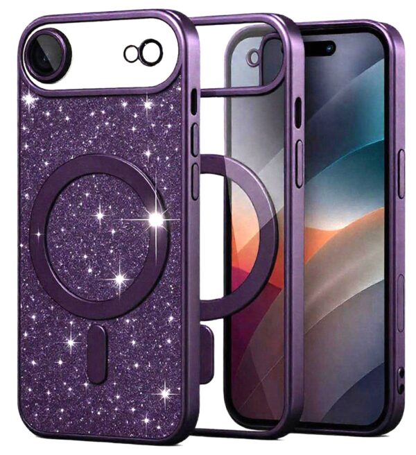 Techsuit iPhone 17 Air Luxury Glitter Θήκη Σιλικόνης Διάφανη - Deep Purple
