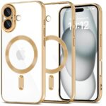 Techsuit iPhone 17 MagSafe Luxury Crystal Θήκη με Πλαίσιο Σιλικόνης Διάφανη - Gold