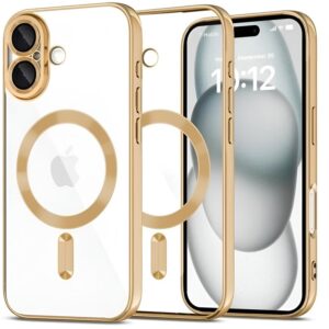 Techsuit iPhone 17 MagSafe Luxury Crystal Θήκη με Πλαίσιο Σιλικόνης Διάφανη - Gold