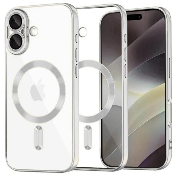 Techsuit iPhone 17 MagSafe Luxury Crystal Θήκη με Πλαίσιο Σιλικόνης Διάφανη - Silver