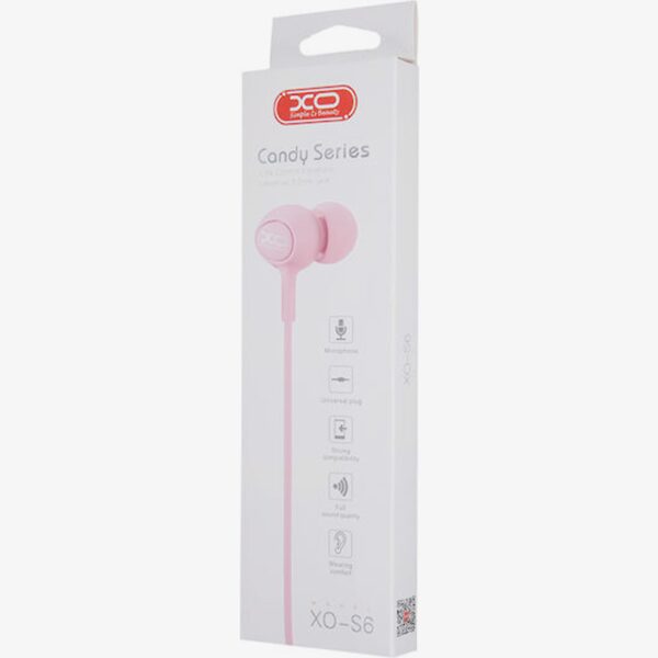 XO-S6 Candy Series In-ear Handsfree με Βύσμα 3.5mm Ροζ
