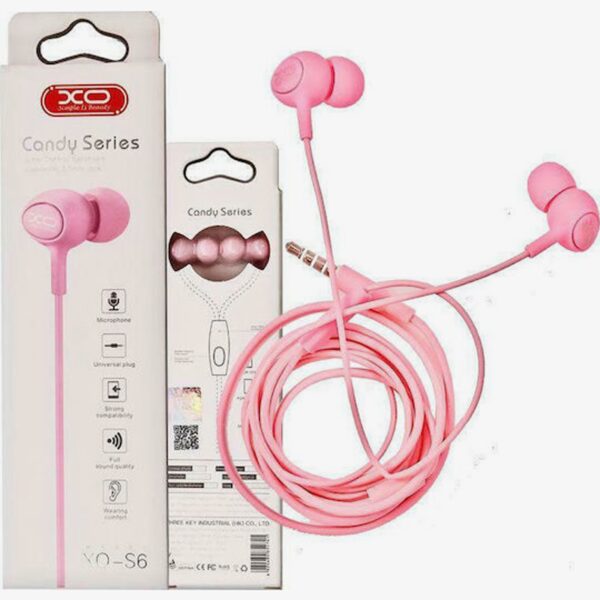 XO-S6 Candy Series In-ear Handsfree με Βύσμα 3.5mm Ροζ