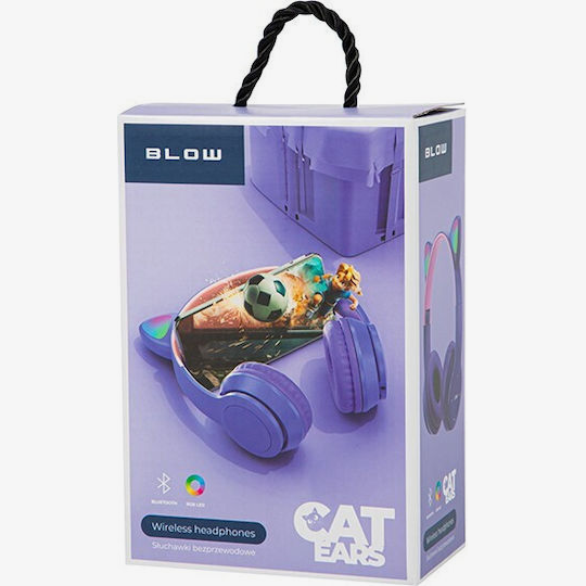 Blow 32-827 Cat Ear On-Ear Ασύρματα / Ενσύρματα Ακουστικά έως 8 ώρες Μωβ