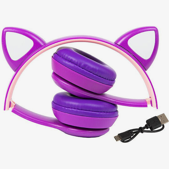 Blow 32-827 Cat Ear On-Ear Ασύρματα / Ενσύρματα Ακουστικά έως 8 ώρες Μωβ