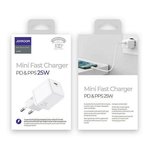 Joyroom Φορτιστής χωρίς Καλώδιο με Θύρα USB-C PD & PPS 25W 3A Λευκός