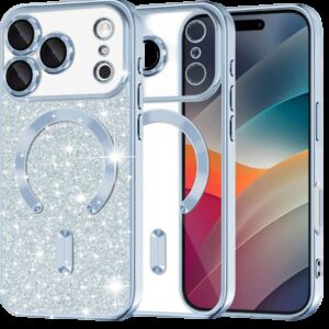 Techsuit iPhone 17 Pro MagSafe Luxury Glitter Θήκη με Πλαίσιο Σιλικόνης Διάφανη - Light Blue