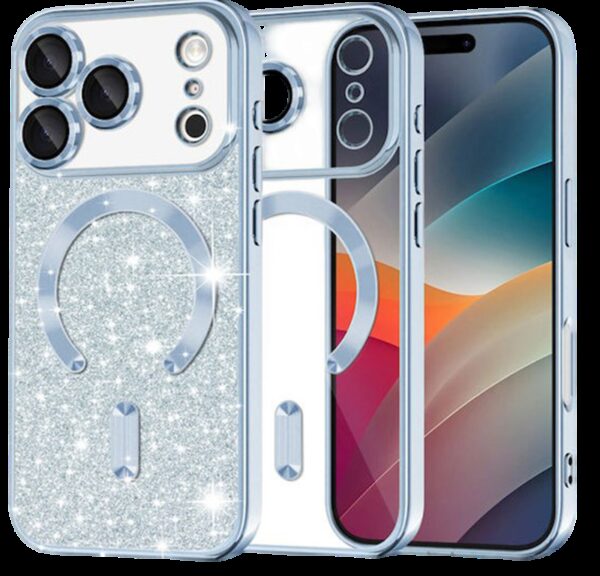 Techsuit iPhone 17 Pro MagSafe Luxury Glitter Θήκη με Πλαίσιο Σιλικόνης Διάφανη - Light Blue