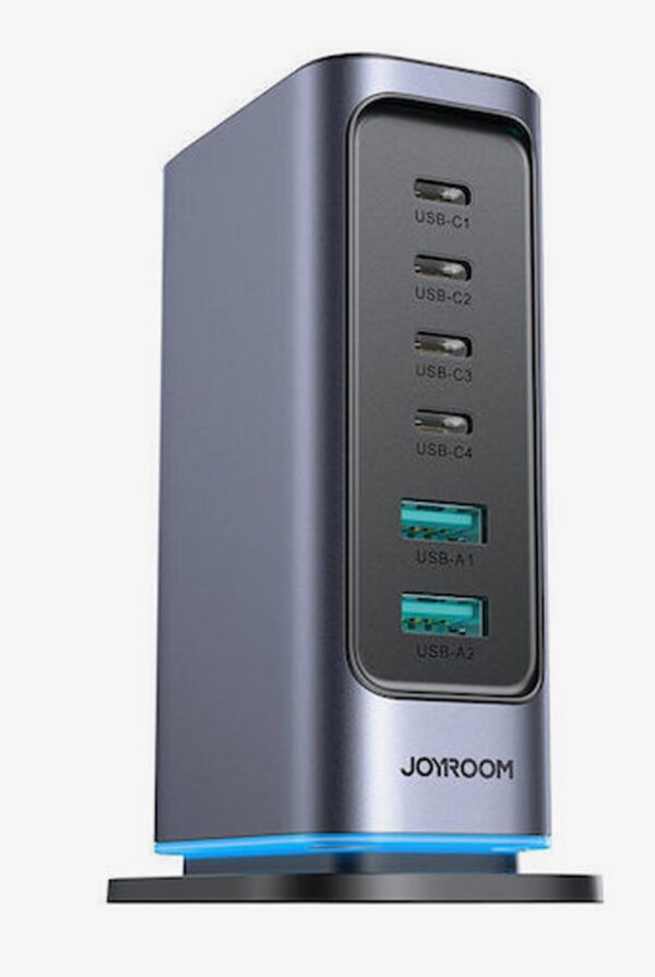 Joyroom Βάση Φόρτισης με 4Χ Θύρες USB-C & 2X Θύρες USB-A GaN Multi-Port Powers Station Σκούρο Γκρι