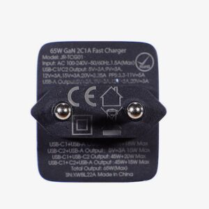 Joyroom Φορτιστής Με 2x Θύρες USB-C και Θύρα USB-A & Καλώδιο USB-C σε USB-C 65W Black