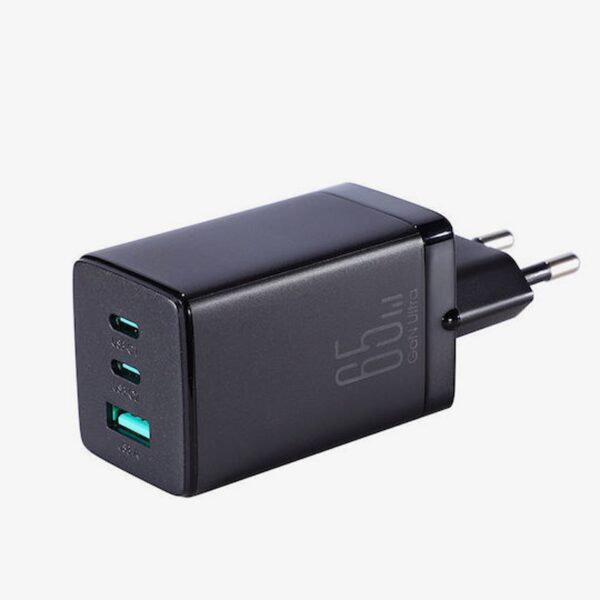 Joyroom Φορτιστής Με 2x Θύρες USB-C και Θύρα USB-A & Καλώδιο USB-C σε USB-C 65W Black