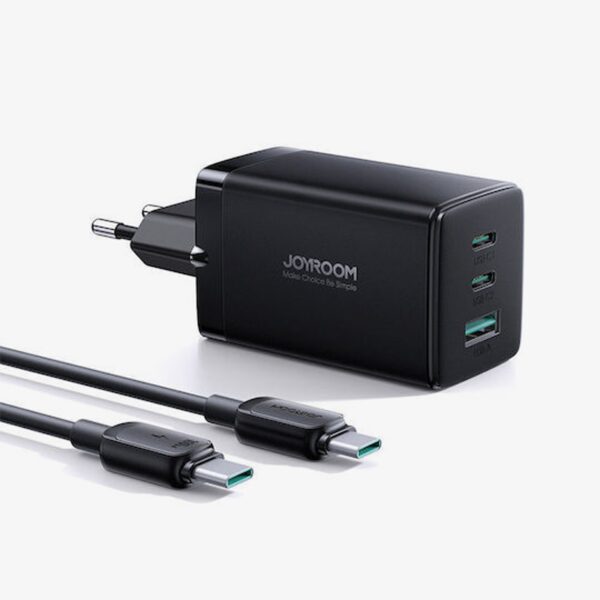 Joyroom Φορτιστής Με 2x Θύρες USB-C και Θύρα USB-A & Καλώδιο USB-C σε USB-C 65W Black