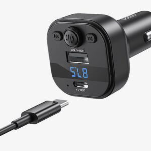 XO-BCC18 FM Transmitter Αυτοκινήτου με Bluetooth / Θύρες USB-A & USB-C & Καλώδιο USB-C σε USB-C / 15W / Φωτισμός LED Μαύρο