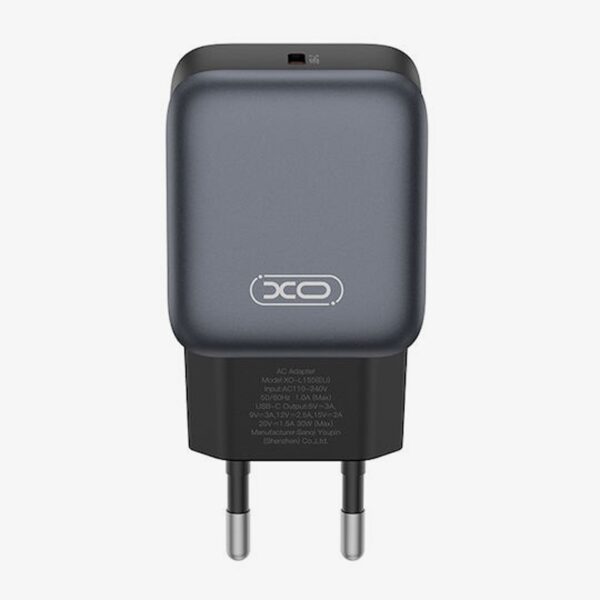 XO-L155 Φορτιστής χωρίς Καλώδιο με Θύρα USB-C PD GaN 30W Μαύρος